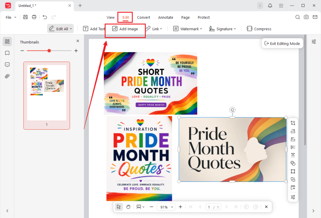 Insert all images into one PDF page for printing in JOPDF