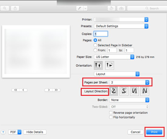 Customize the Pages per Sheet option in Preview for printing multiple images on one page
