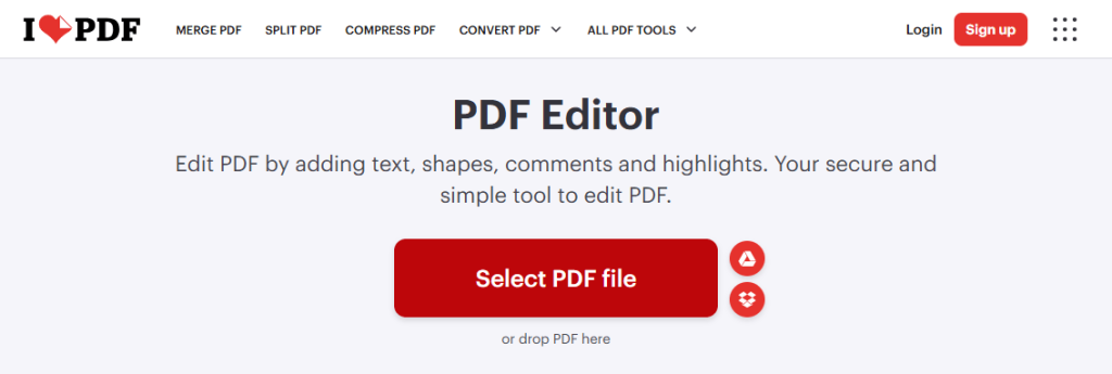 iLovePDF Editor