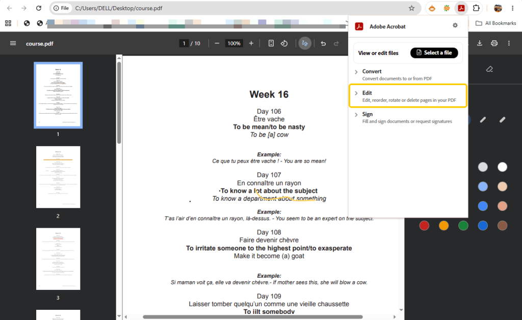 Edit PDF with Extension