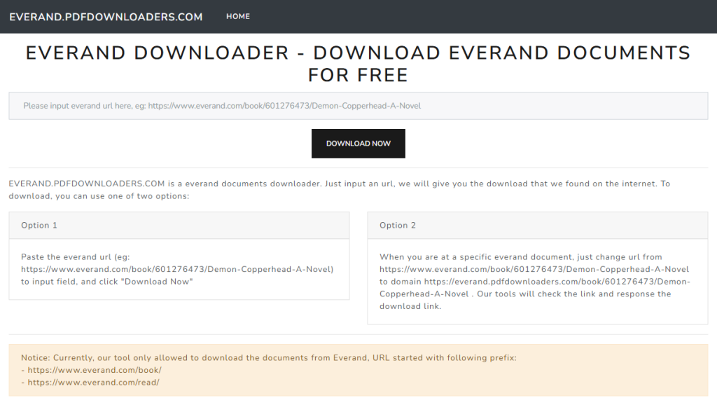 Interface of Everand.pdfdownloaders.com