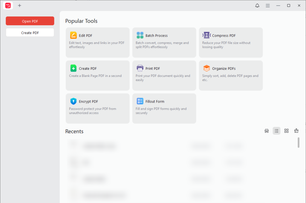 Interface of JOPDF