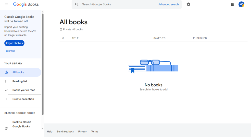 Interface of Google Books