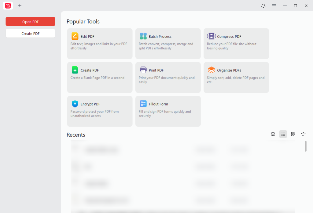 Interface of JOPDF