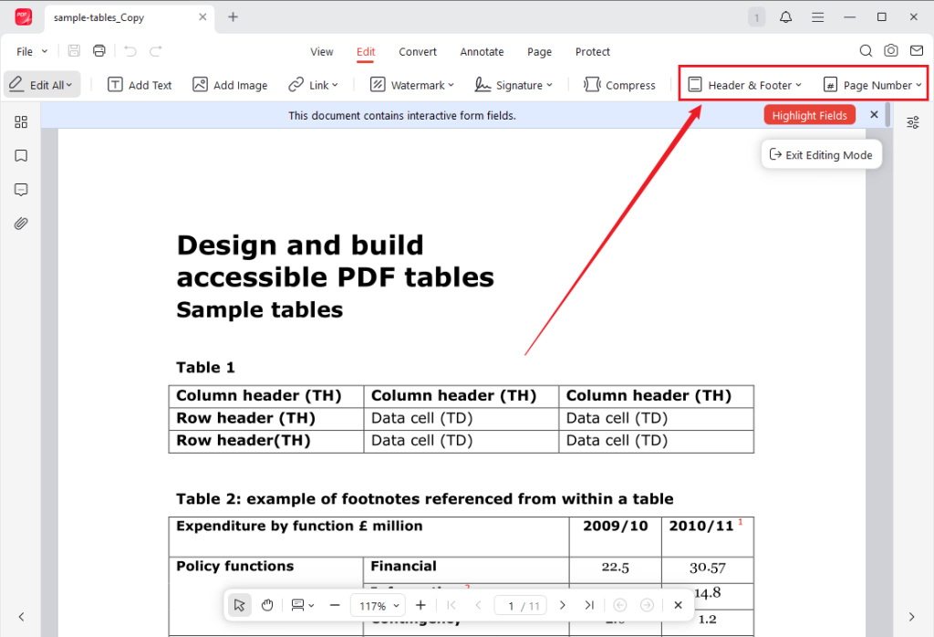 Add header, footer, and page numbers in JOPDF