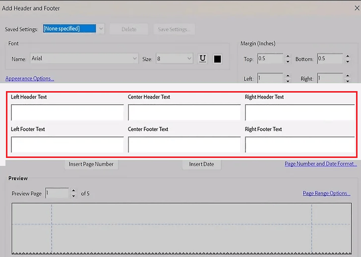 Choose where to add the page number in Adobe Acrobat Pro
