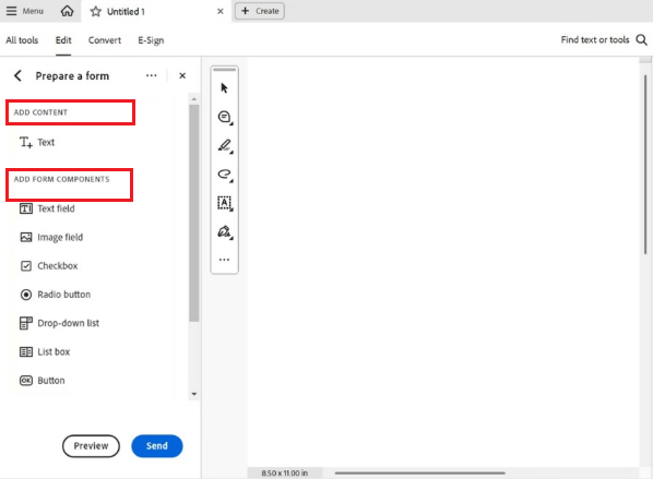 Add fillable fields in a PDF using Adobe Acrobat