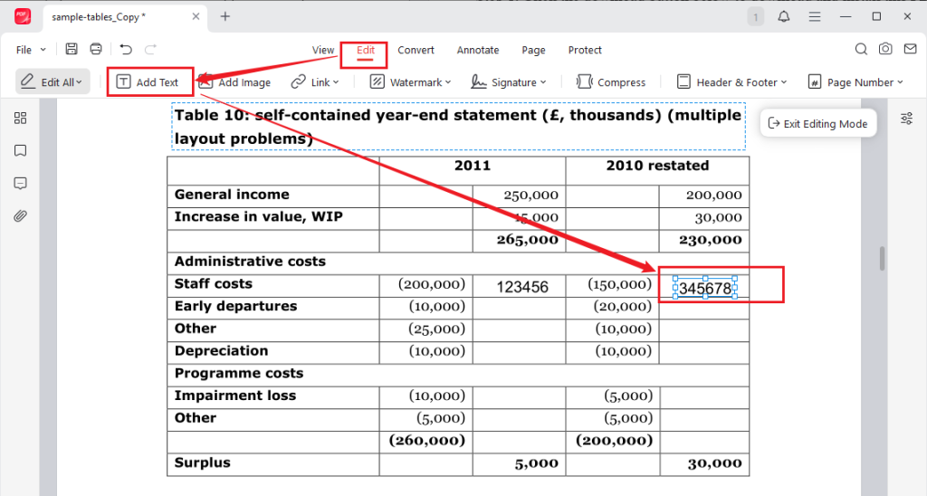Go to Edit and select Add Text to fill out a non-fillable PDF in JOPDF