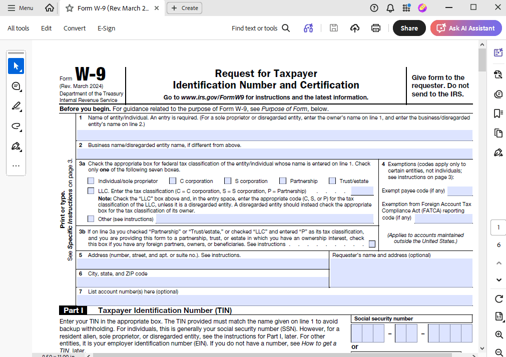 Fill out a PDF in Adobe Acrobat