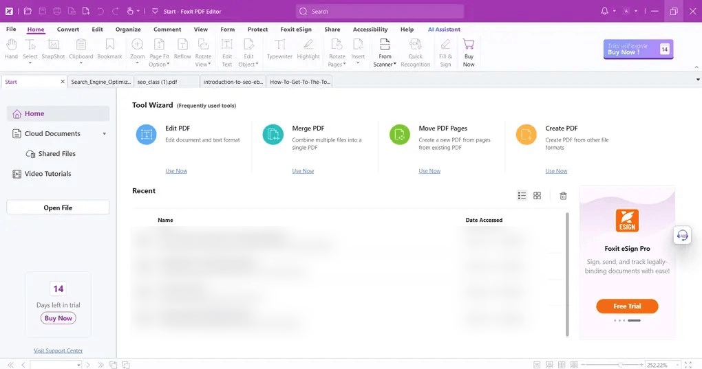 Main interface of Foxit PDF Editor