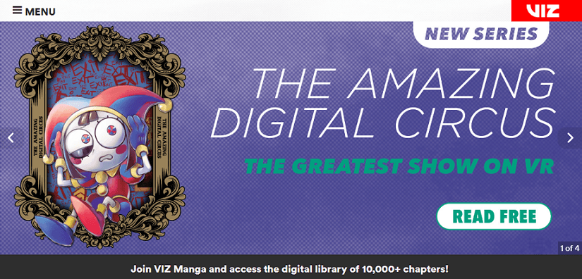 Interface of VIZ Manga