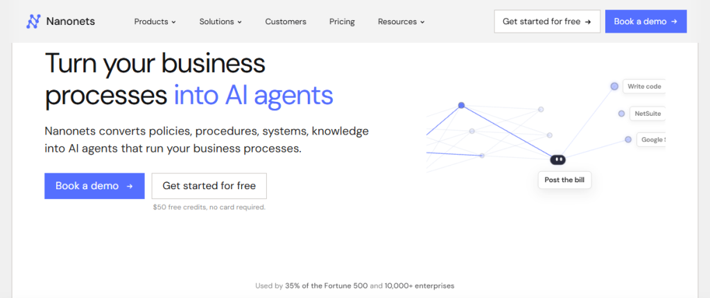The web interface of Nanonets