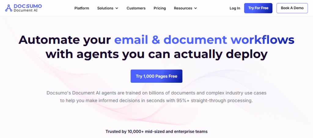 The web interface of Docsumo