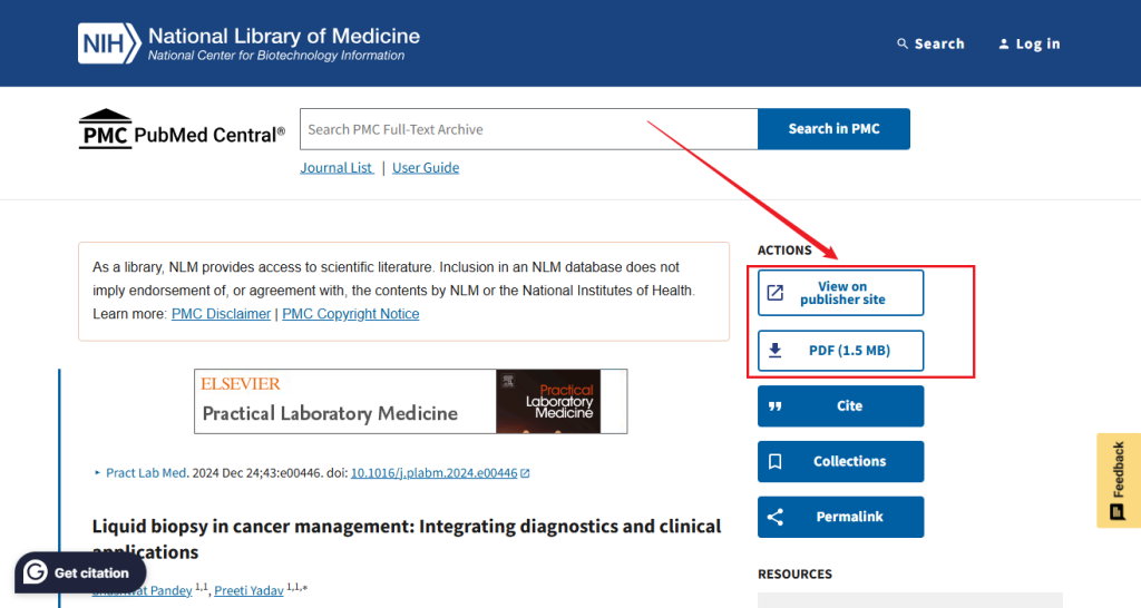 Find and download a research paper in PubMed Central