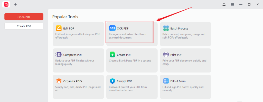 Select OCR PDF in JOPDF