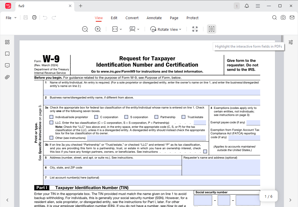 Fill out a PDF form for free in JOPDF