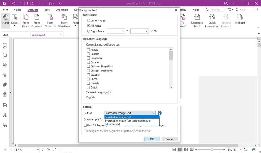 OCR a PDF in Foxit PDF Editor