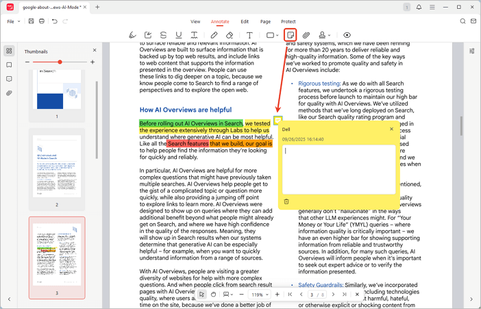 add sticky notes to PDF with JOPDF