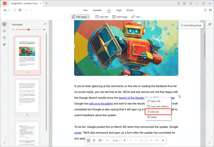 edit links in PDF with JOPDF