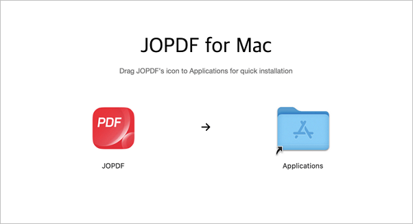 drag JOPDF's icon to Applications to install JOPDF for Mac