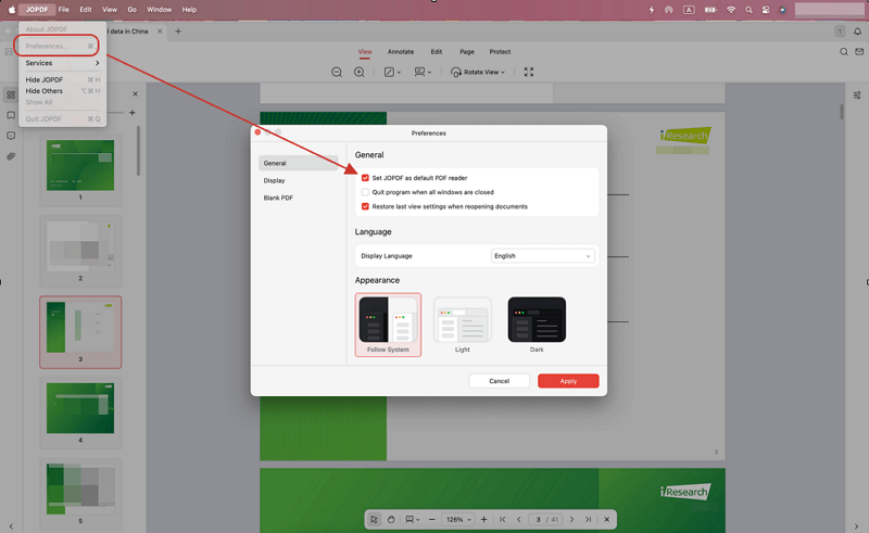 set JOPDF as default PDF viewer on macOS