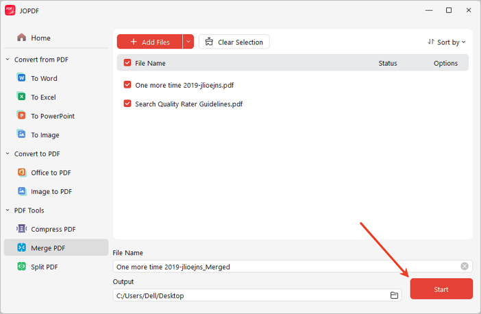 start merging PDF with JOPDF