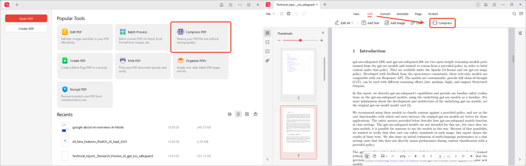 compress pdf with JOPDF