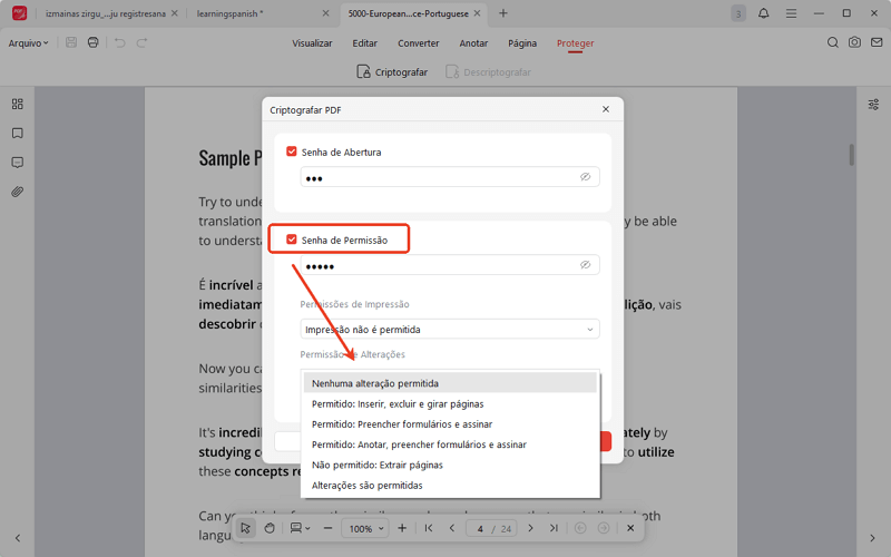 Configurar senha de permissão no PDF com JOPDF