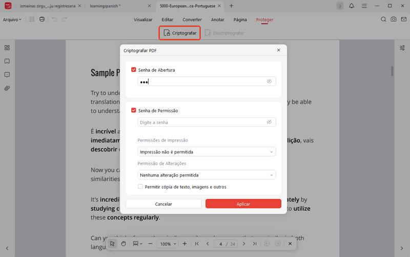 Proteger PDF com senha no JOPDF