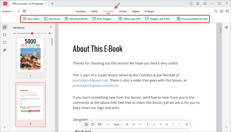 Ferramentas de conversão de PDF no JOPDF