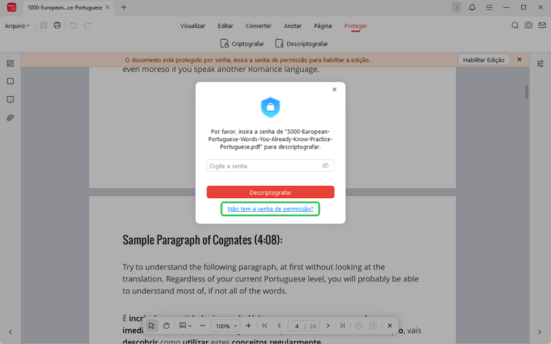 Remover restrições de PDF sem senha no JOPDF
