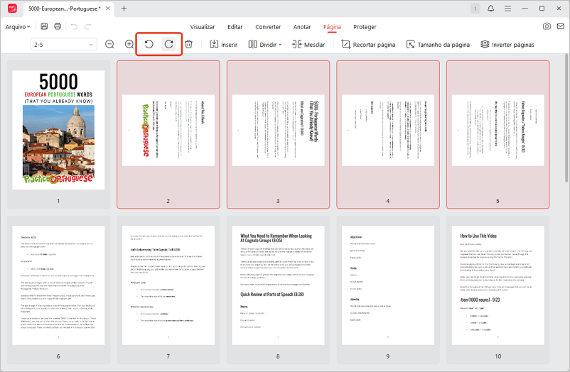 Girar várias páginas do PDF no JOPDF