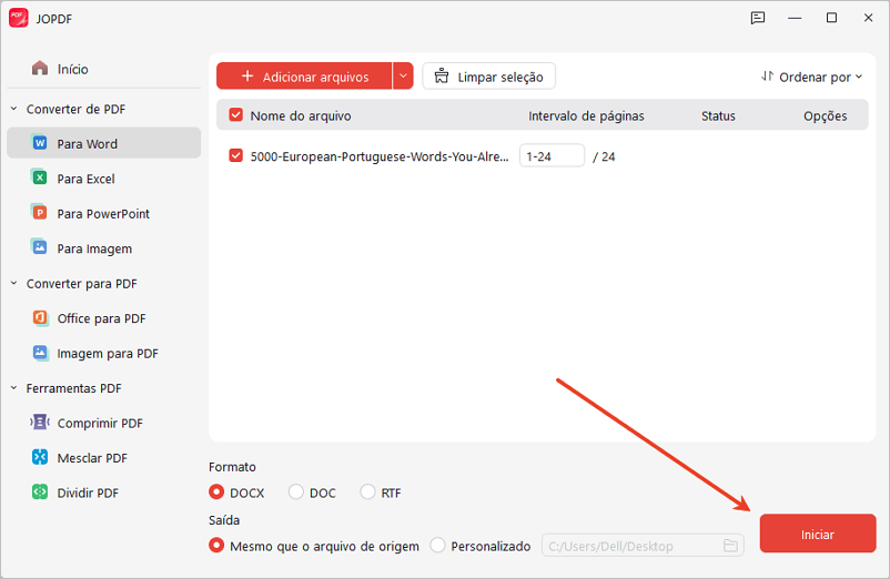 Converter PDF em Word com JOPDF