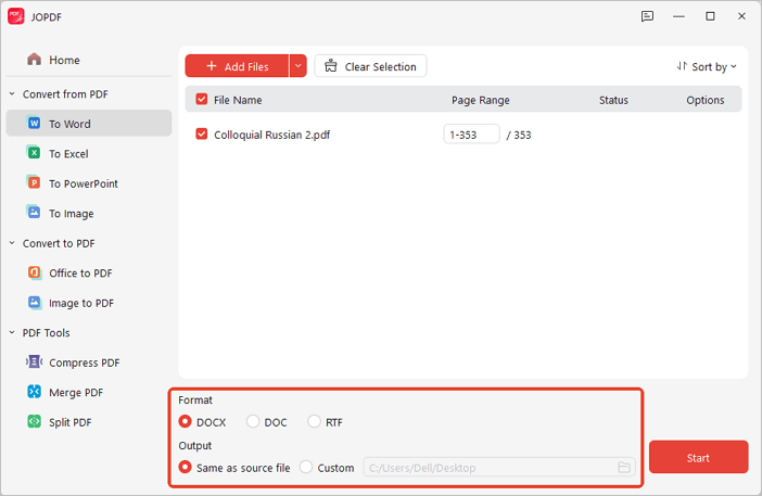 تحويل PDF إلى Word باستخدام JOPDF