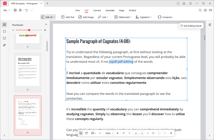 Modifica i contenuti esistenti nel PDF con JOPDF