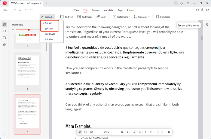 Activer le mode édition dans JOPDF