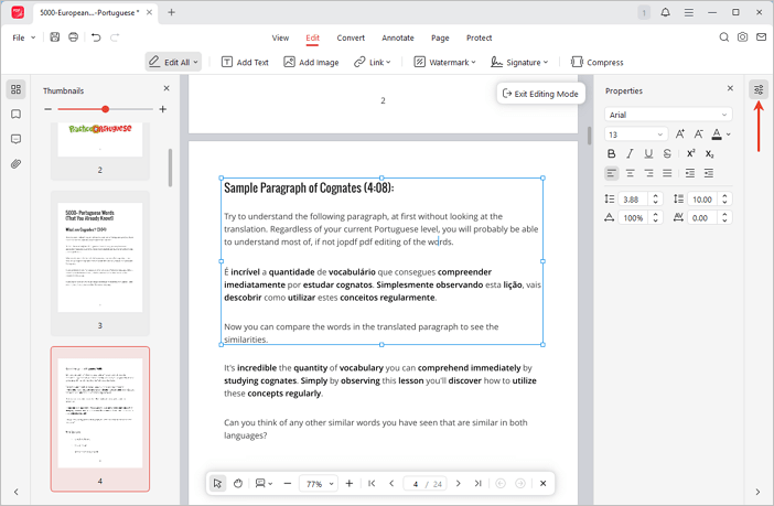 Modifier le contenu d'un PDF