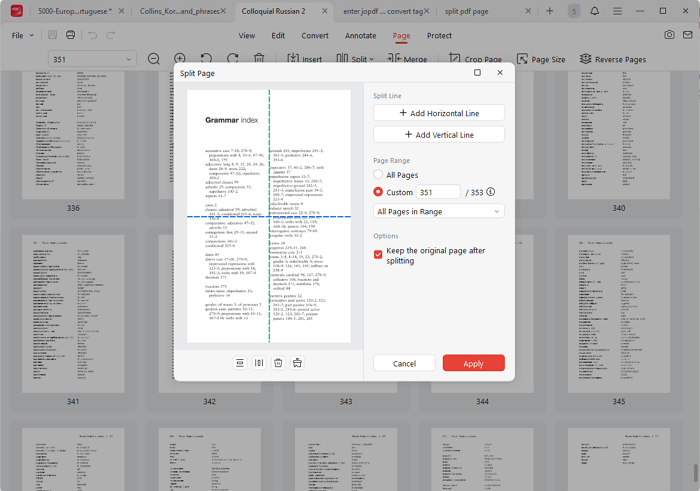 PDF-Seite in mehrere Teile zerlegen