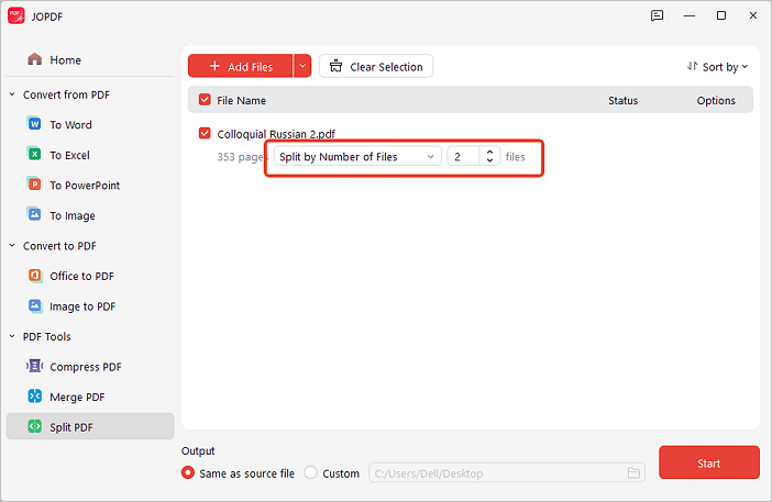 Dividi il file PDF in più PDF con JOPDF