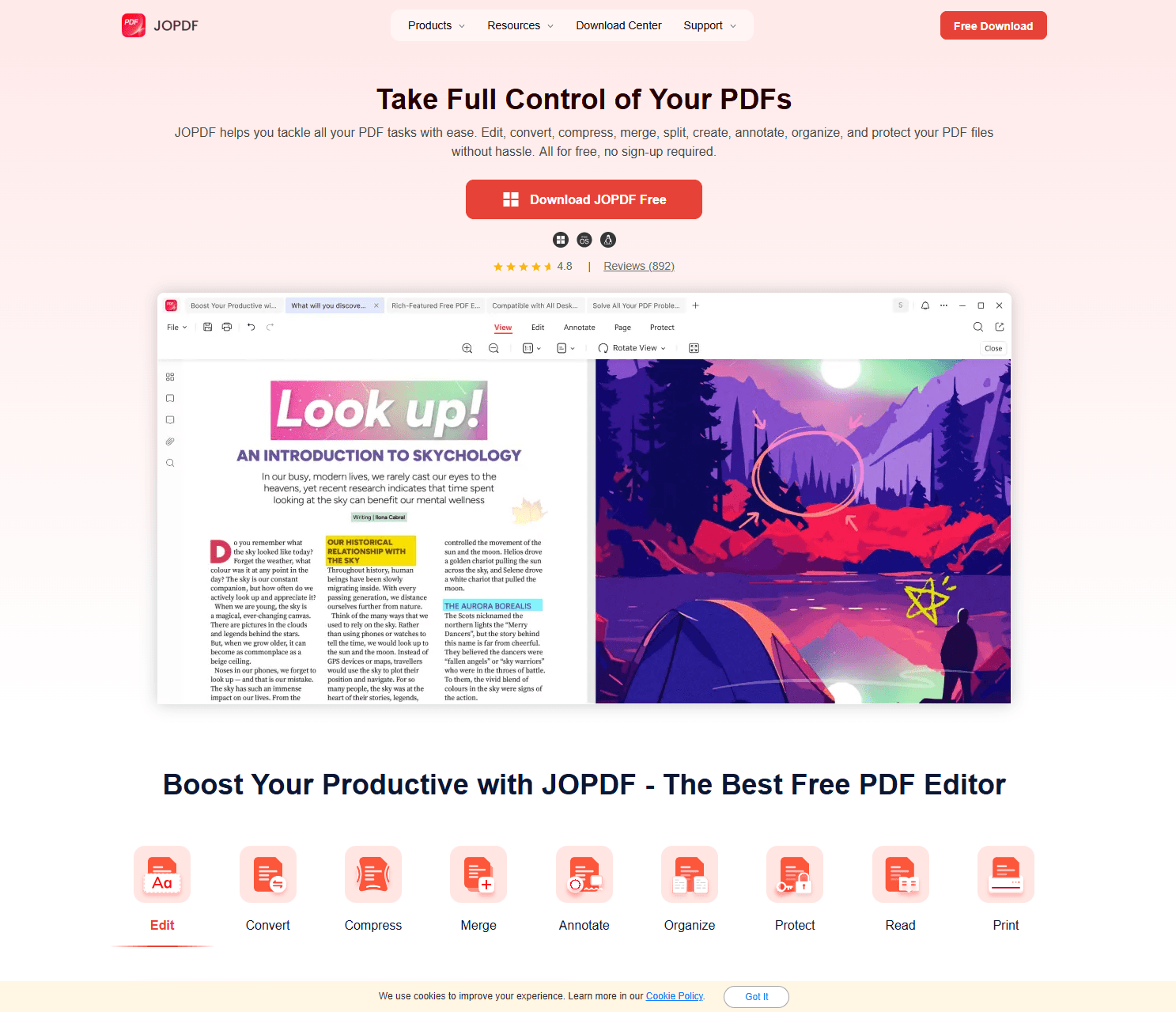 the interface of jopdf