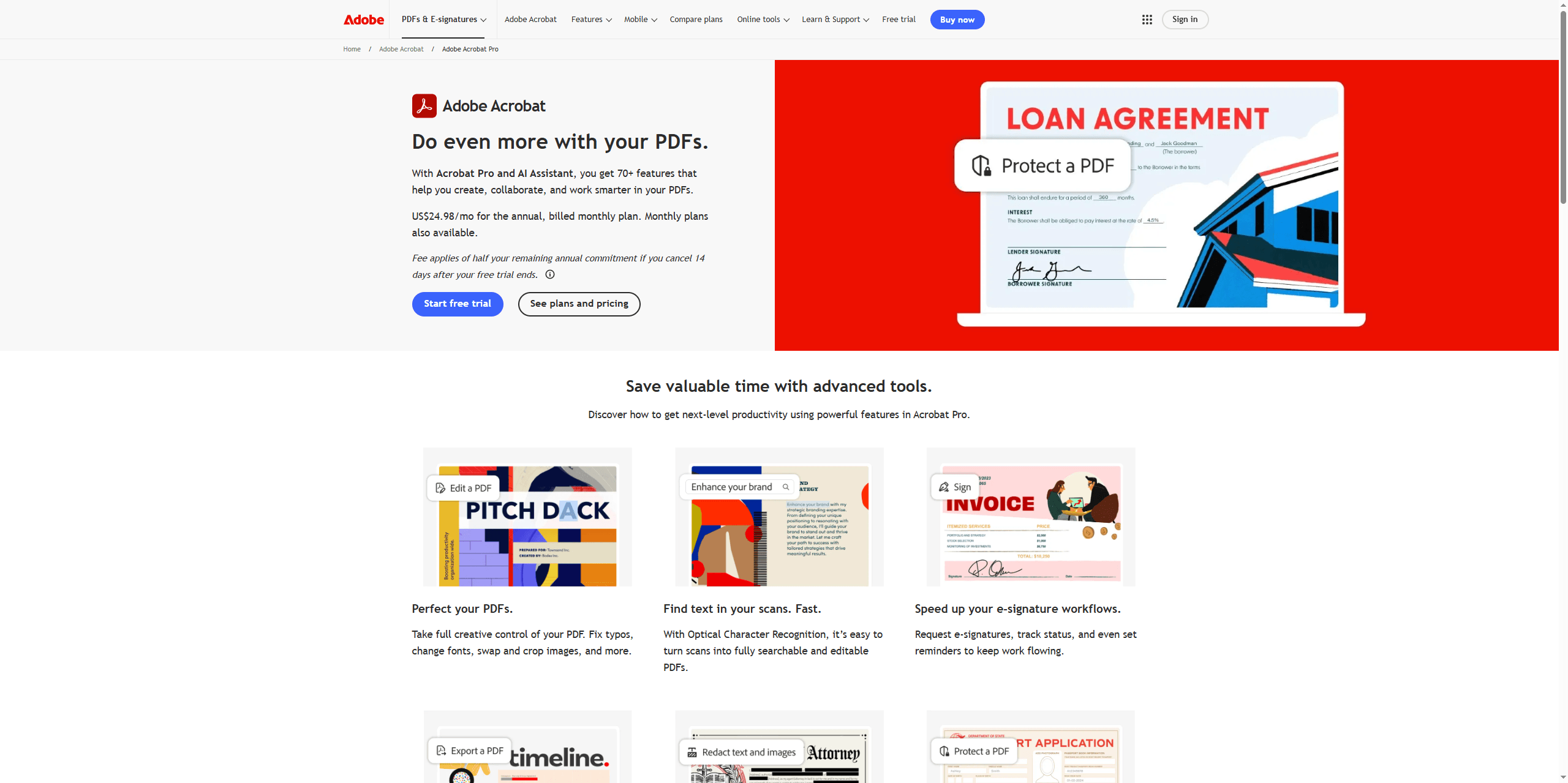 the interface of Adobe Acrobat Pro