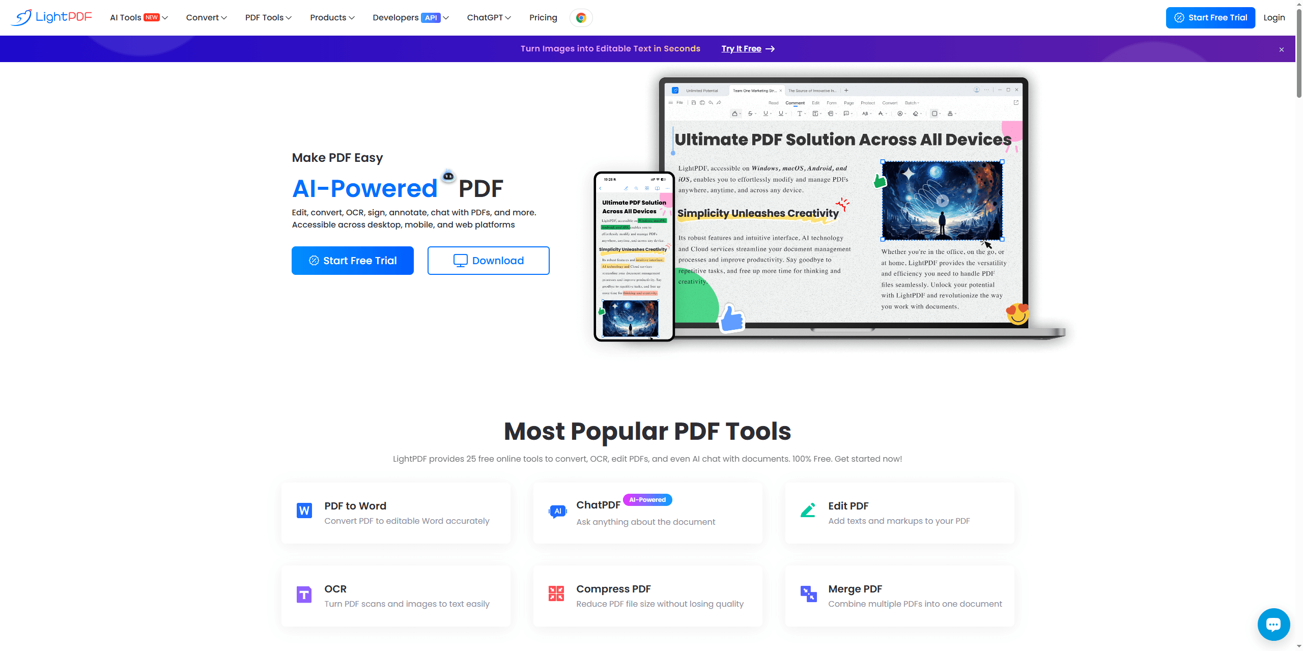 the interface of LightPDF