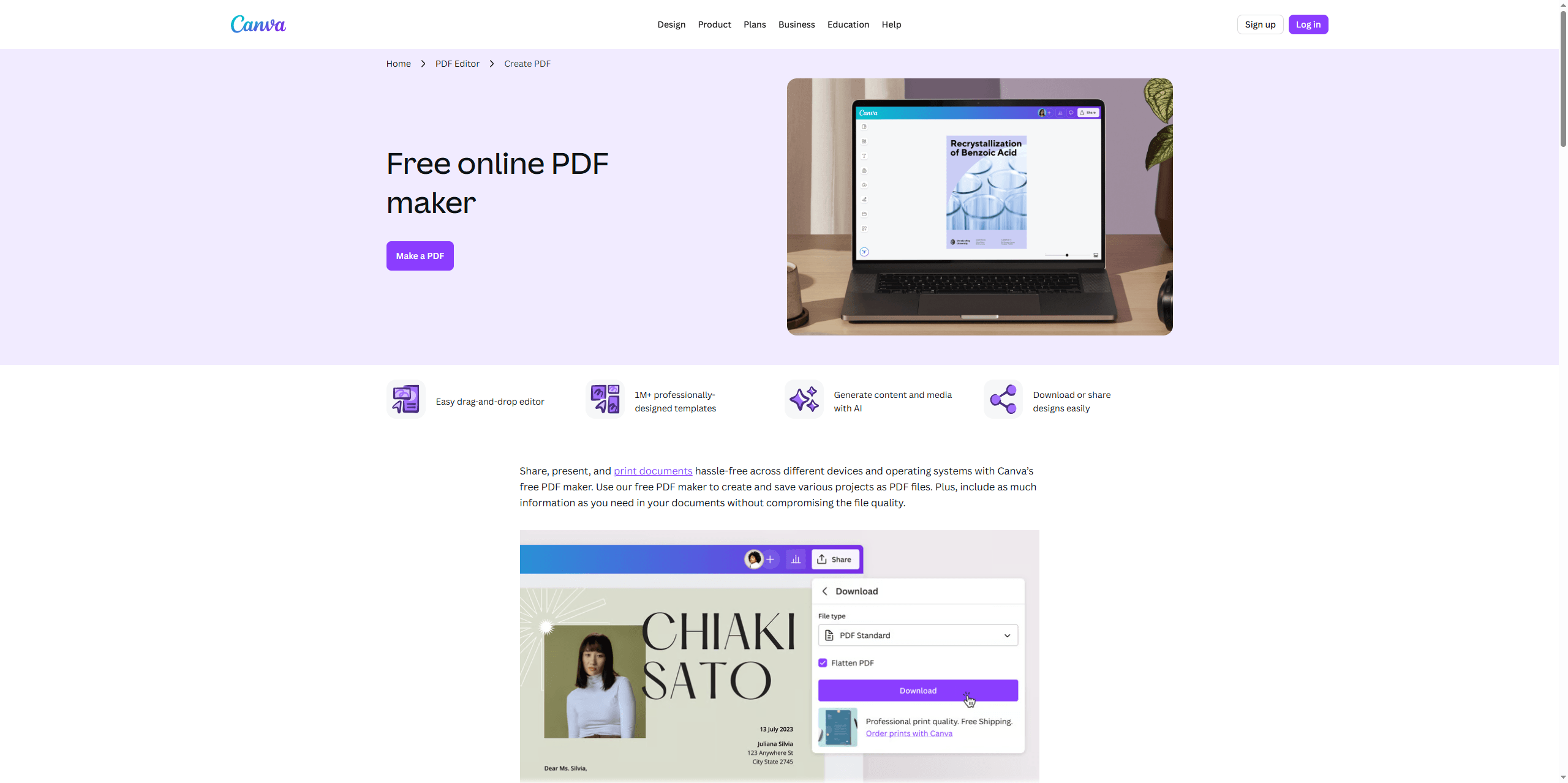 the interface of canva