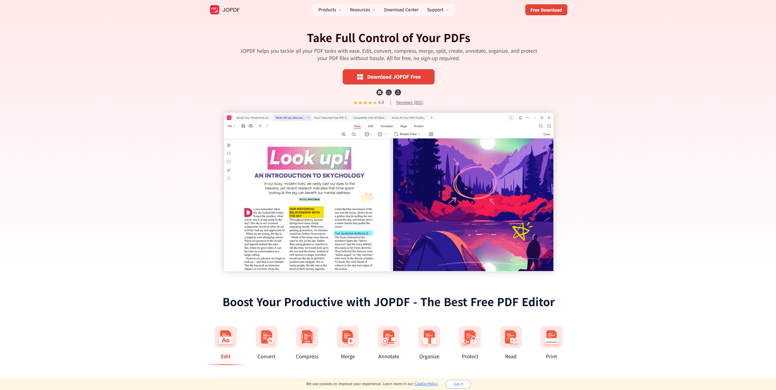 the interface of jopdf