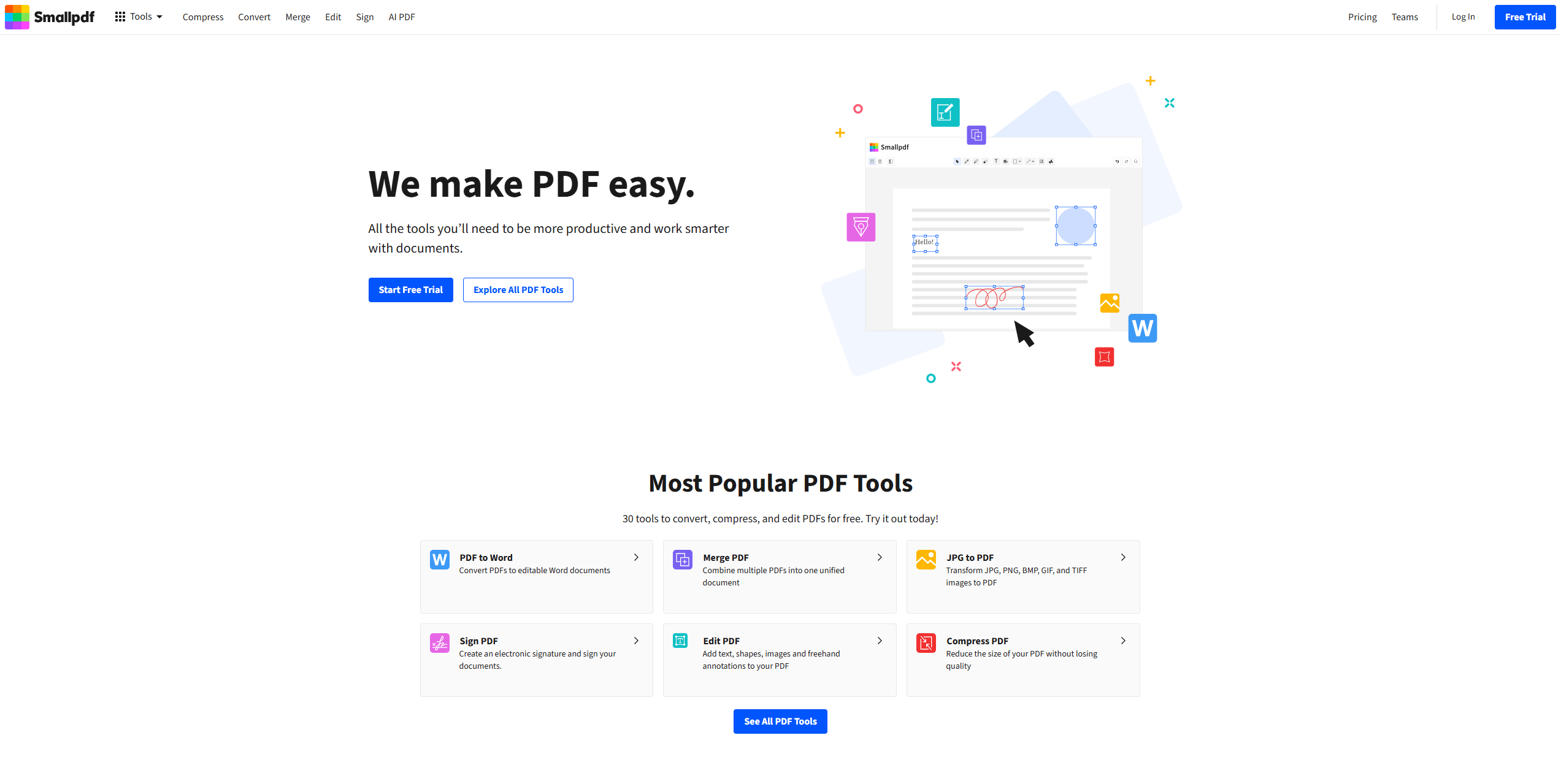 the interface of Smallpdf