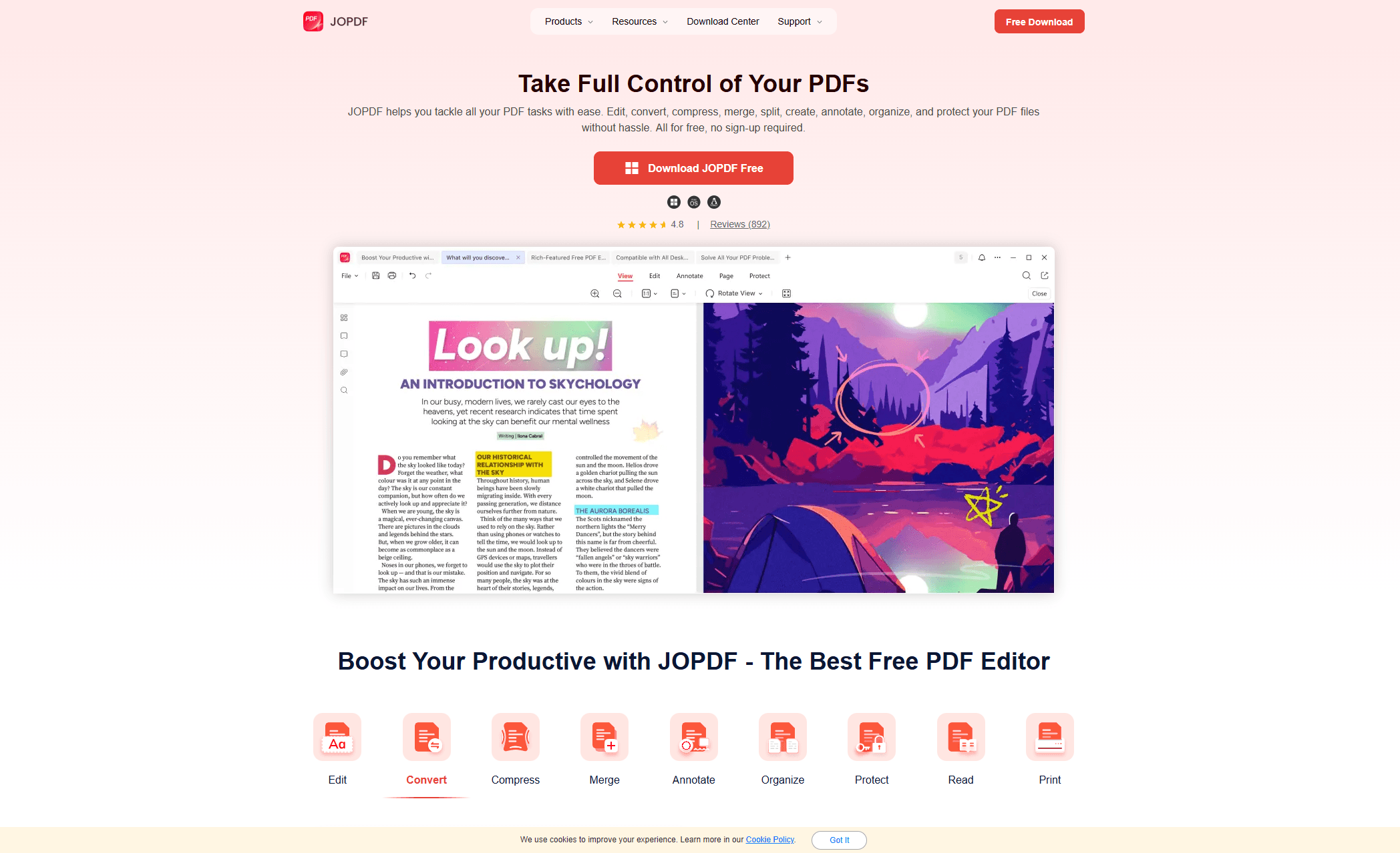 JOPDF editor interface