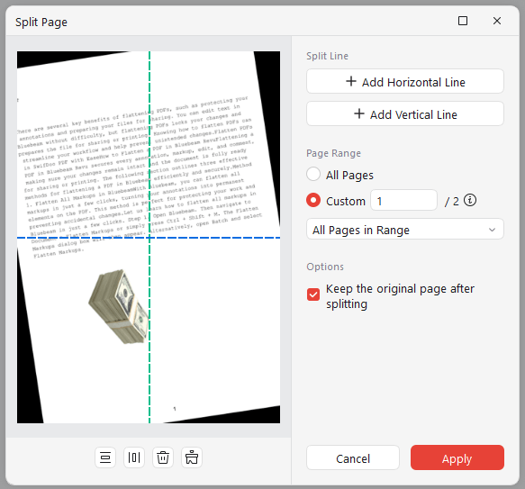 split page with jopdf