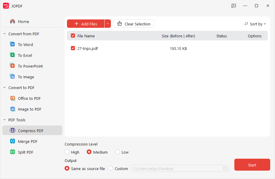compress PDF via JOPDF