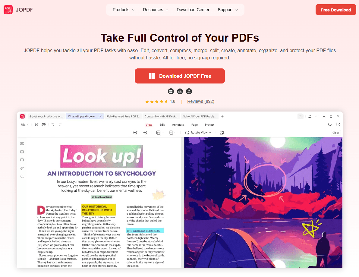 JOPDF interface