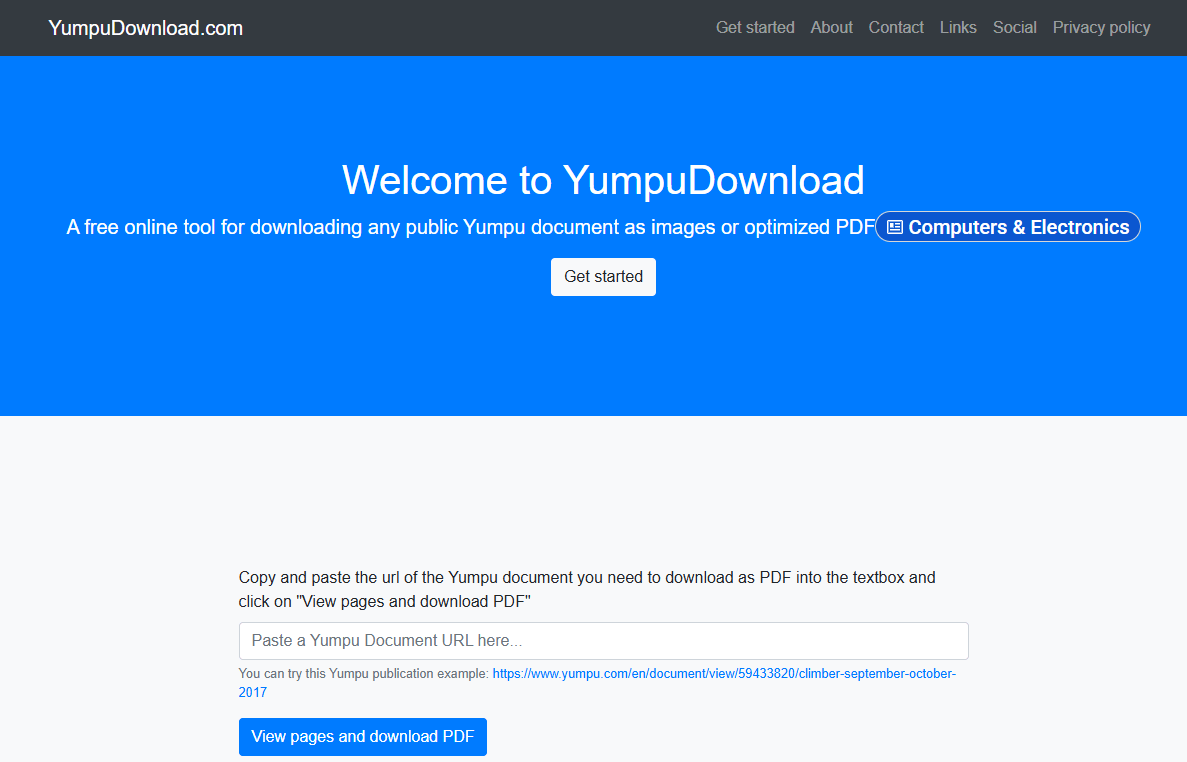 YumpuDownload interface